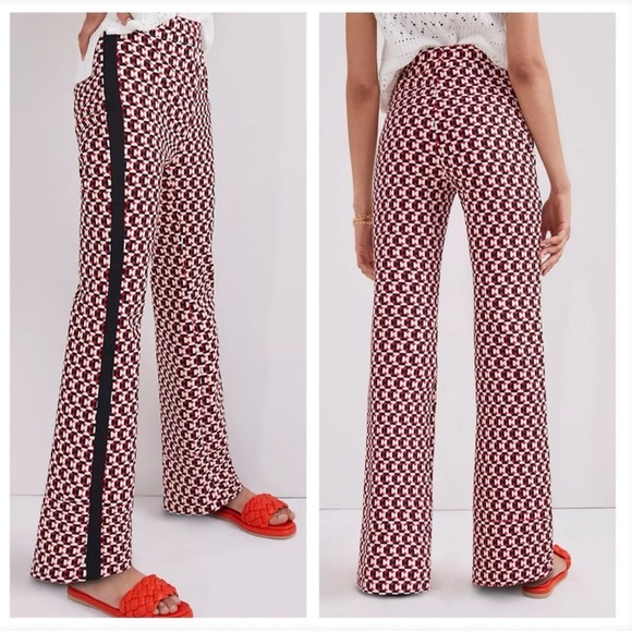 Maeve Pants - Anthropologie Maeve The Margot Kick Flare Pants Red Geometric Pull On Sz XS